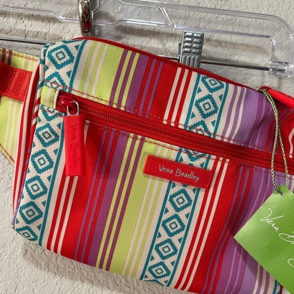 NWT Green/Pink/Red Striped/Tribal Print Vera Bradley Fanny Pack - Picture 2 of 7